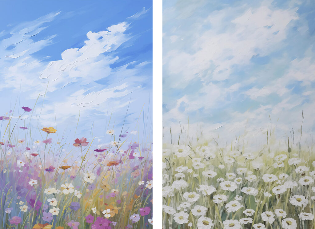 Painting of flowers and grass