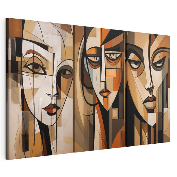 Modulaire canvasprint Collage van schilderijen van het gezicht van een vrouw