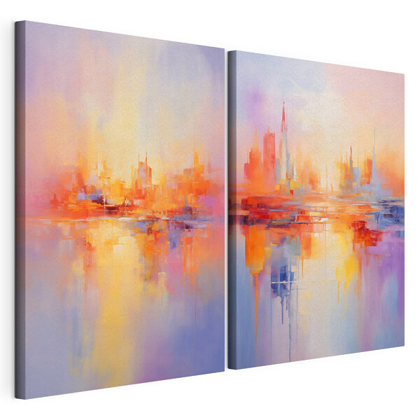 Modulaire canvasprint Schilderij van een stad