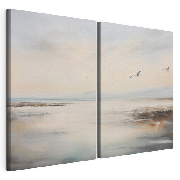 Vogel die over een strand vliegt Modulaire canvasprint Vogel die over een strand vliegt