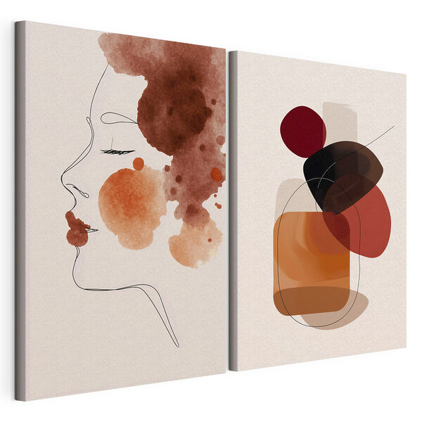 Modulaire canvasprint Abstracte kunst waarin natuurlijke vormen tot uiting komen