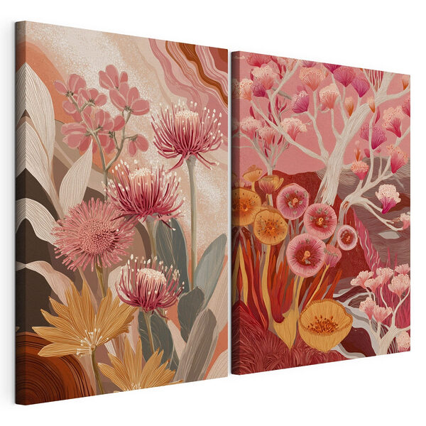Modulaire canvasprint Twee foto's van bloemen