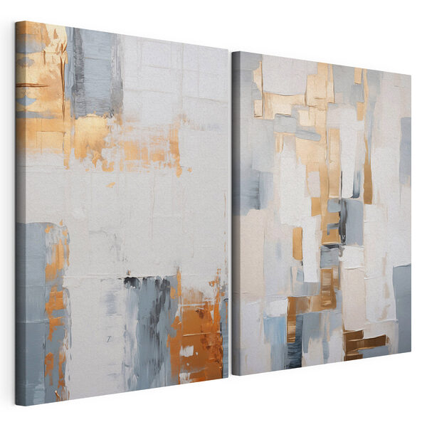 Modulaire canvasprint Twee schilderijen in verschillende kleuren