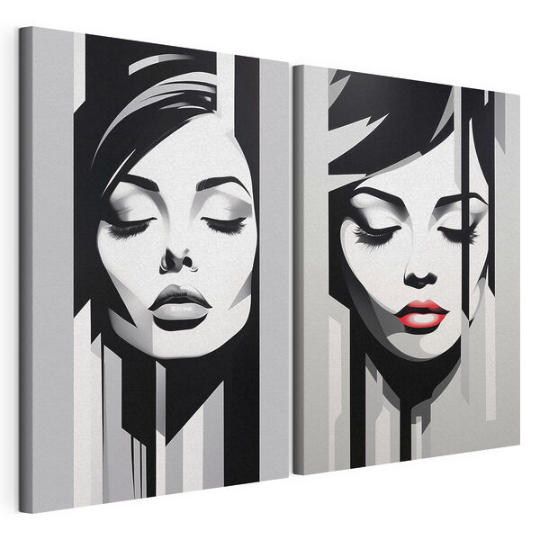 Modulaire canvasprint Dromerige portretten in opvallend contrast