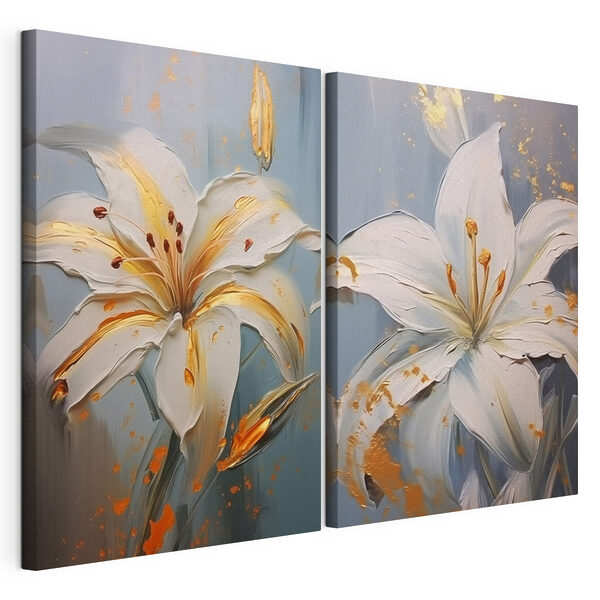 Modulaire canvasprint Schilderij van witte bloemen