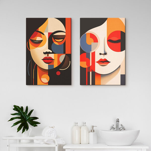 Couple of art pieces of women's faces Couple of art pieces of women's faces