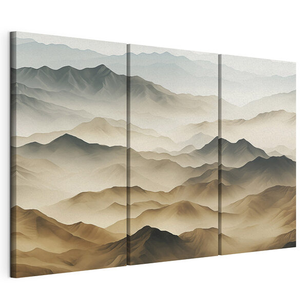 Modulaire canvasprint Bergketen met mist