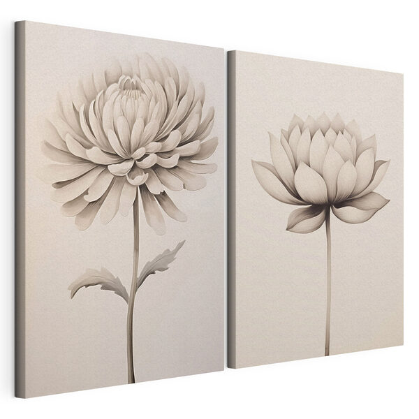 Modulaire canvasprint Verfijnde bloemen in zachte tinten