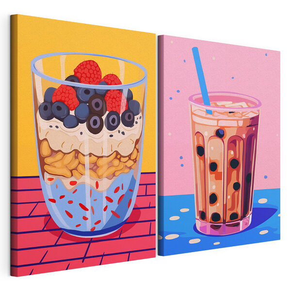 Modulaire canvasprint Twee kopjes eten