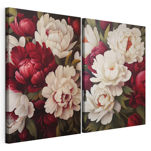 Elegante bloemen in levendige harmonie Modulaire canvasprint Elegante bloemen in levendige harmonie
