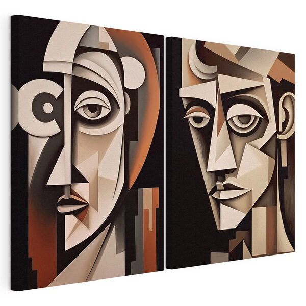 Modulaire canvasprint Een paar schilderijen van een man en een vrouw