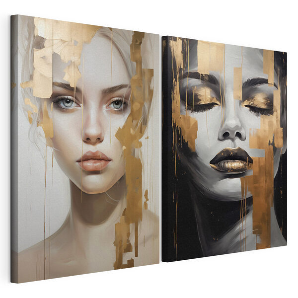 Modulaire canvasprint Twee schilderijen van een vrouw