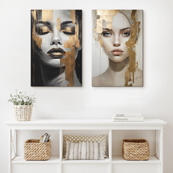 Two paintings of a woman