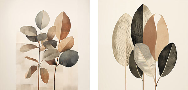 Elegant leaves in soft, muted tones Elegant leaves in soft, muted tones