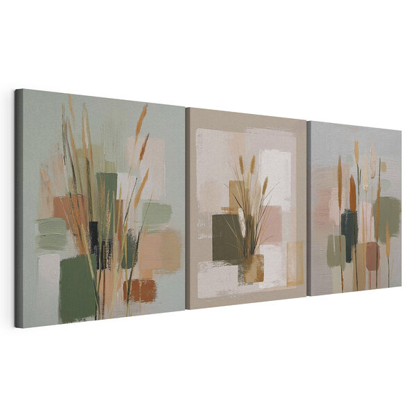Modulaire canvasprint Schilderij van een bosje gras