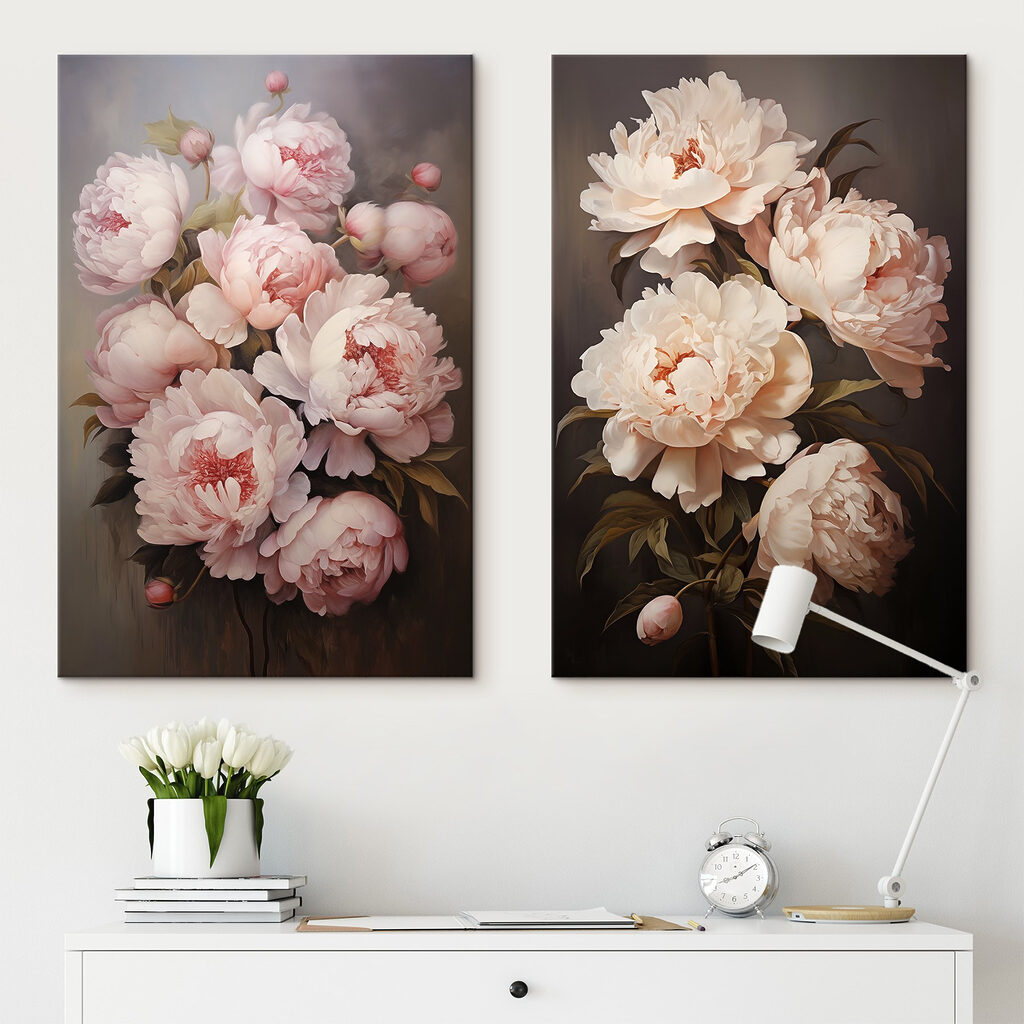 Painting of flowers on a black background