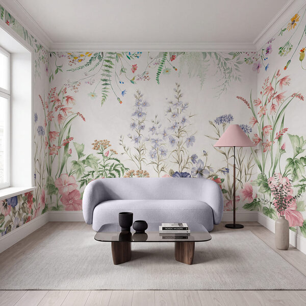 Schilderij van bloemen en bladeren Schilderij van bloemen en bladeren
