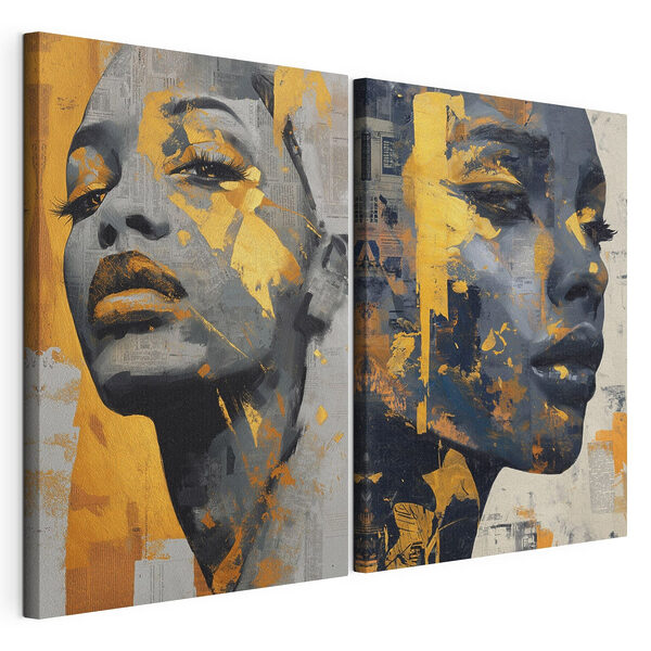 Modulaire canvasprint Collage van het gezicht van een vrouw