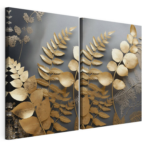 Modulaire canvasprint Fijne blaadjes in een harmonieus arrangement