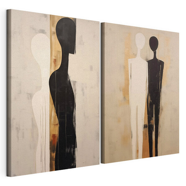 Modulaire canvasprint Een paar zwart-witte figuren