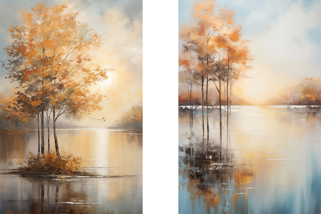 Painting of trees in water