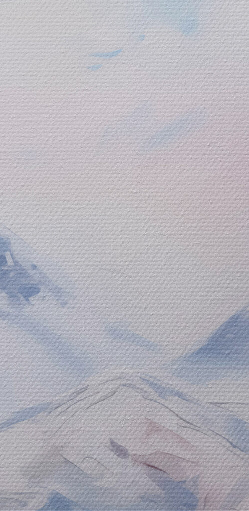 Painting of mountains and clouds