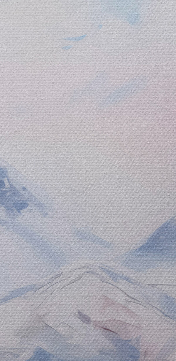 Painting of mountains and clouds