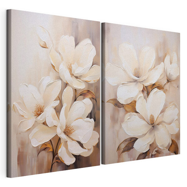 Modulaire canvasprint Schilderij van witte bloemen
