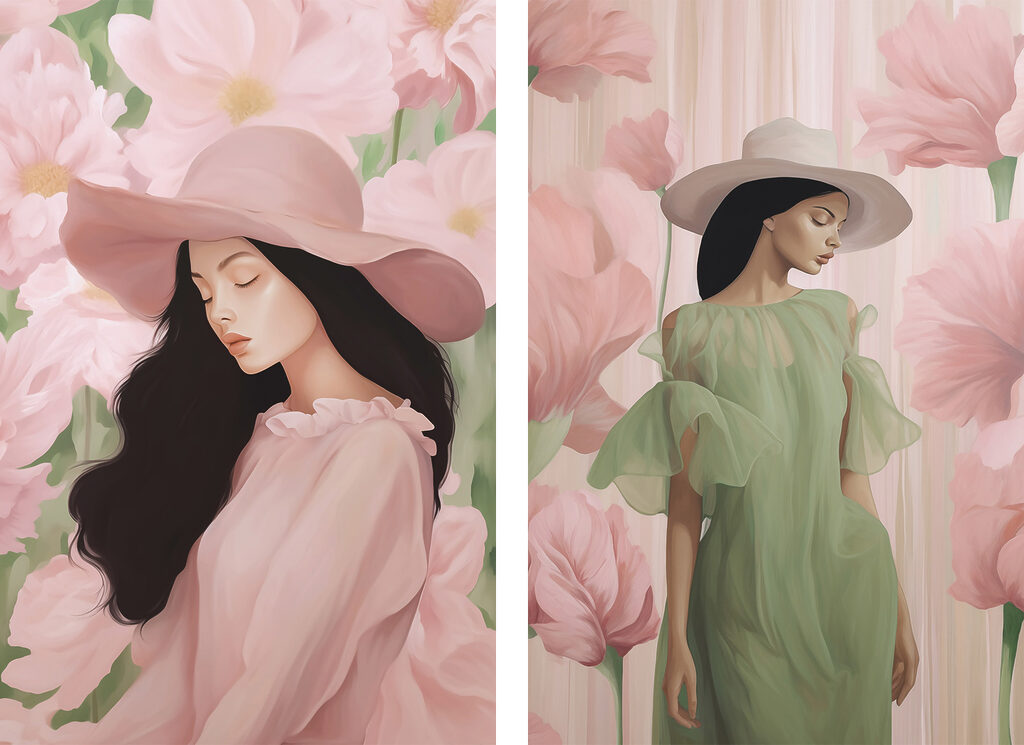 Woman in a dress and hat Woman in a dress and hat