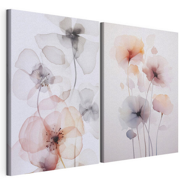 Modulaire canvasprint Zachte bloemblaadjes in subtiele harmonie