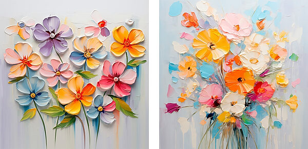 Painting of flowers on a white surface