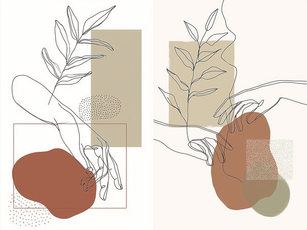 Drawing of a hand holding a leaf Drawing of a hand holding a leaf