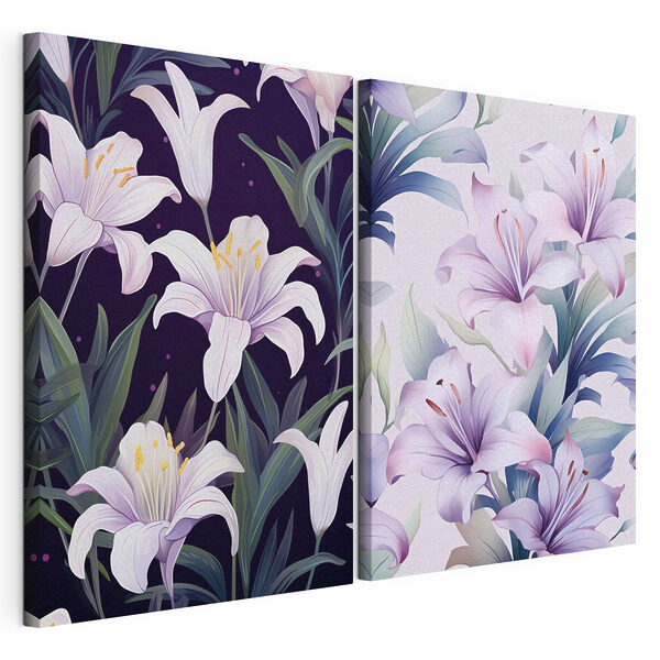 Levendige bloemen in zachte tinten Modulaire canvasprint Levendige bloemen in zachte tinten