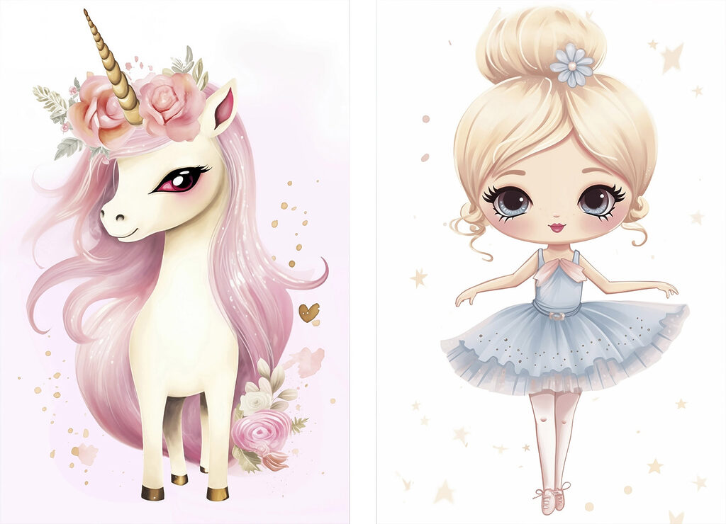 Two posters of a unicorn and a unicorn Two posters of a unicorn and a unicorn