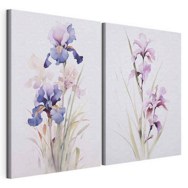 Modulaire canvasprint Schilderij van bloemen op een wit oppervlak