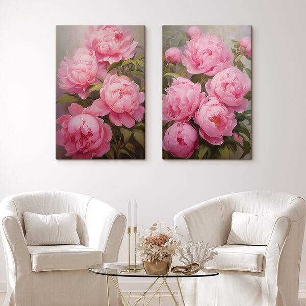 Blooming pink peonies in soft light Blooming pink peonies in soft light