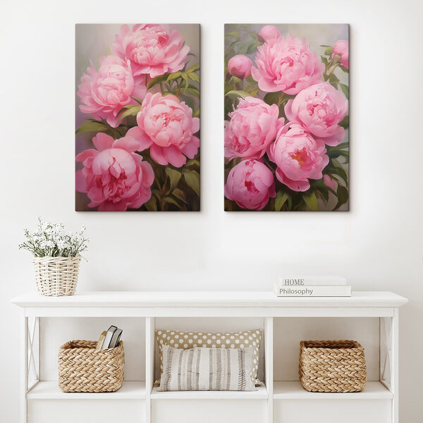 Blooming pink peonies in soft light Blooming pink peonies in soft light