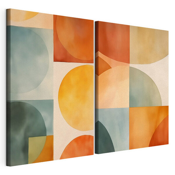 Zachte vormen in warme tinten Modulaire canvasprint Zachte vormen in warme tinten