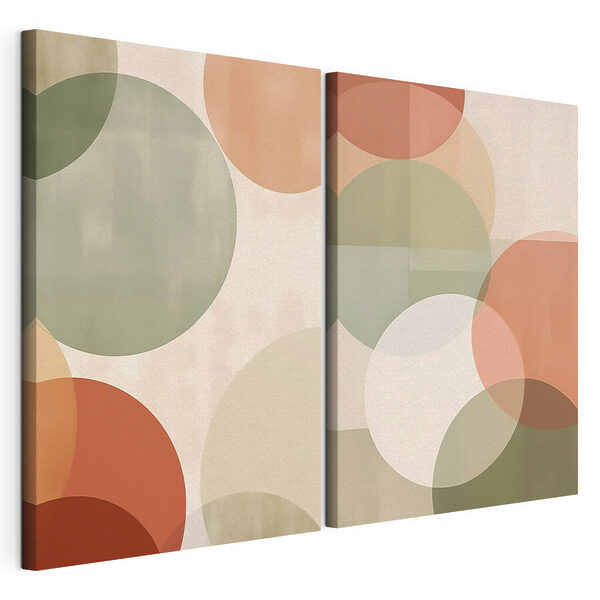Modulaire canvasprint Abstracte cirkels in zachte kleuren