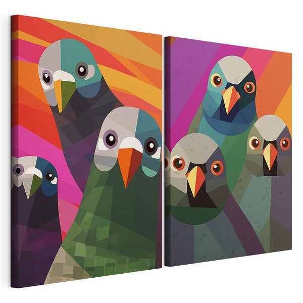 Een groep vogels in verschillende kleuren Modulaire canvasprint Een groep vogels in verschillende kleuren