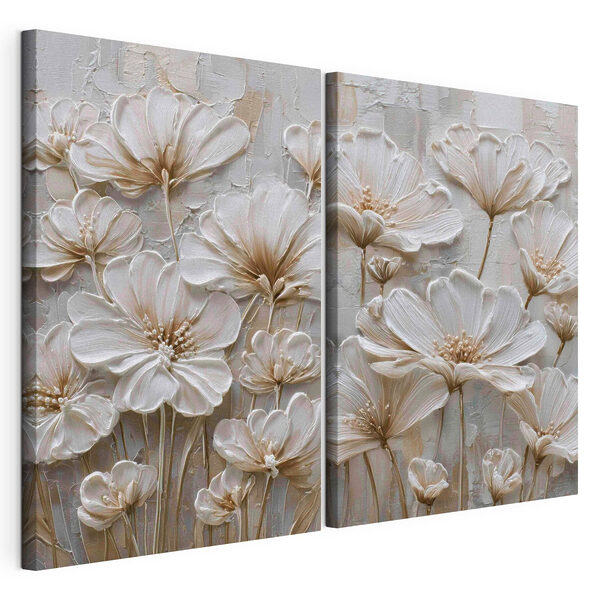 Modulaire canvasprint Verfijnde bloemen in zachte tinten
