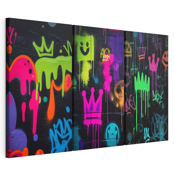 Collage van graffiti op een muur Modulaire canvasprint Collage van graffiti op een muur