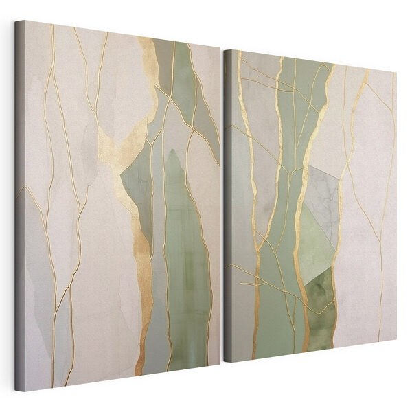 Elegante lijnen en zachte kleuren Modulaire canvasprint Elegante lijnen en zachte kleuren