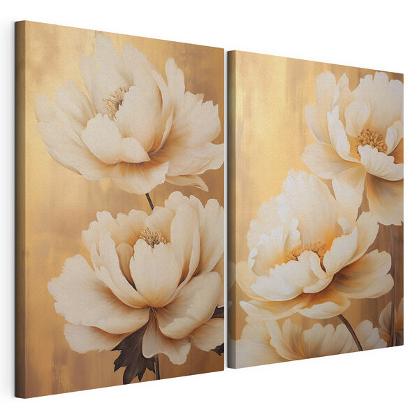 Modulaire canvasprint Elegante bloemen in warme tinten