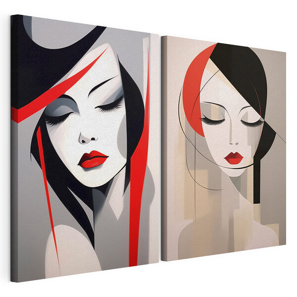Collage van het gezicht van een vrouw Modulaire canvasprint Collage van het gezicht van een vrouw