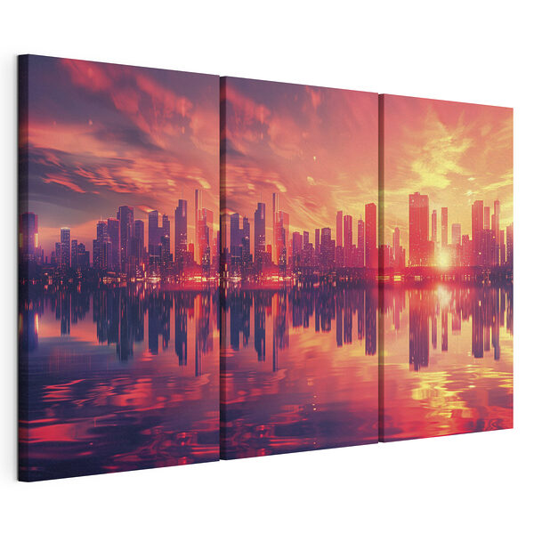 Modulaire canvasprint Stadsgezicht met een waterpartij