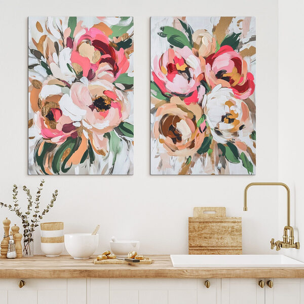 Painting of flowers on a white surface Painting of flowers on a white surface