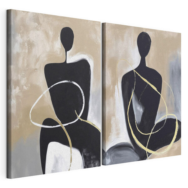 Twee kunstwerken van een vrouw Modulaire canvasprint Twee kunstwerken van een vrouw