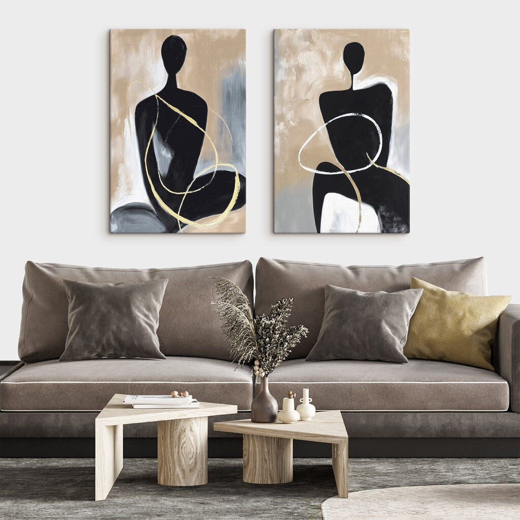 Two art pieces of a woman Two art pieces of a woman
