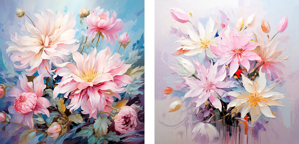Painting of flowers on canvas Painting of flowers on canvas